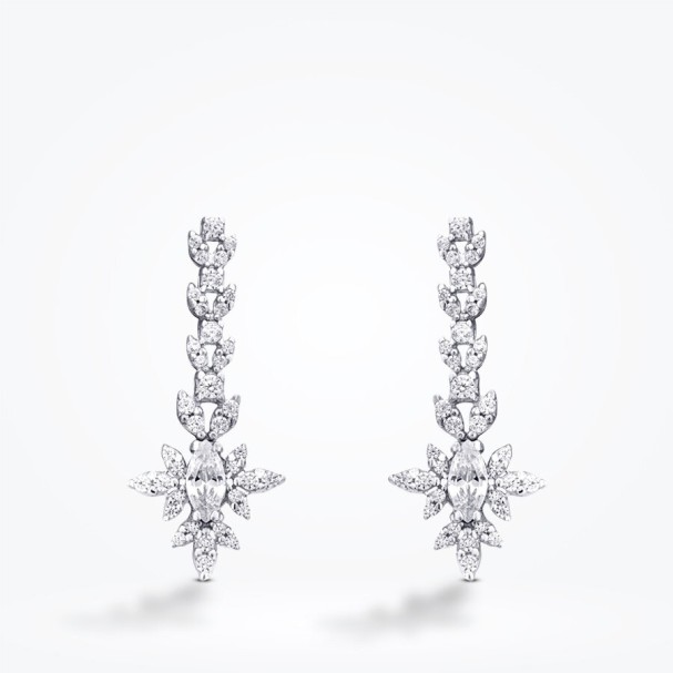 Altın Markiz Taşlı Küpe - Baroni Diamond