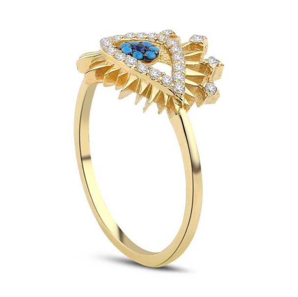 Altın Mavi Taşlı Göz Yüzük - Baroni Diamond (1)