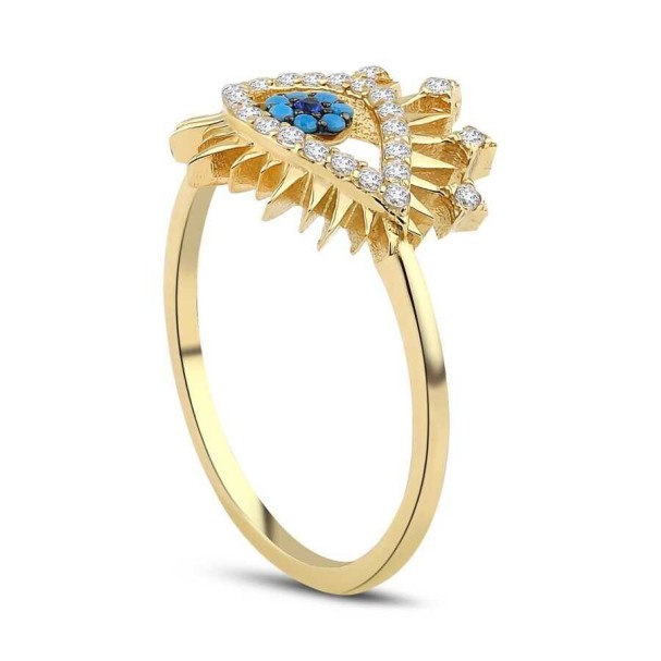 Altın Mavi Taşlı Göz Yüzük - Baroni Diamond (1)