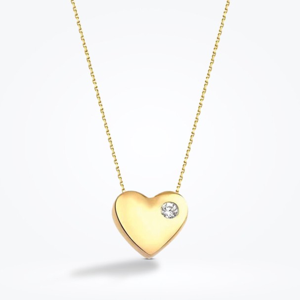 Altın Minimal Kalp Kolye - Baroni Diamond (1)