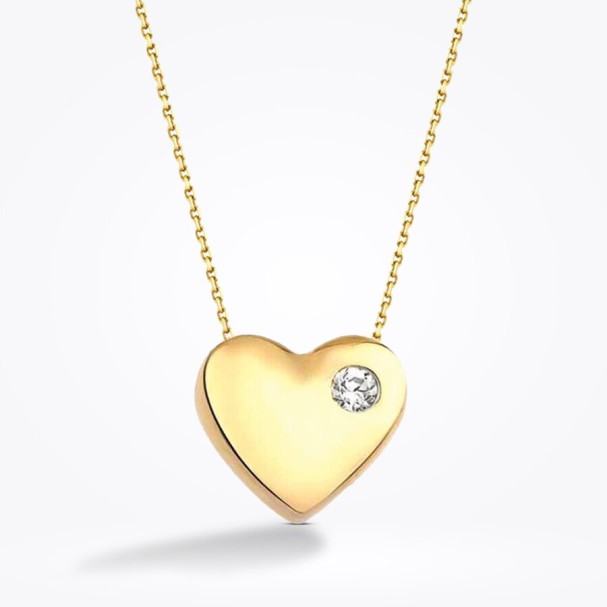 Altın Minimal Kalp Kolye - Baroni Diamond