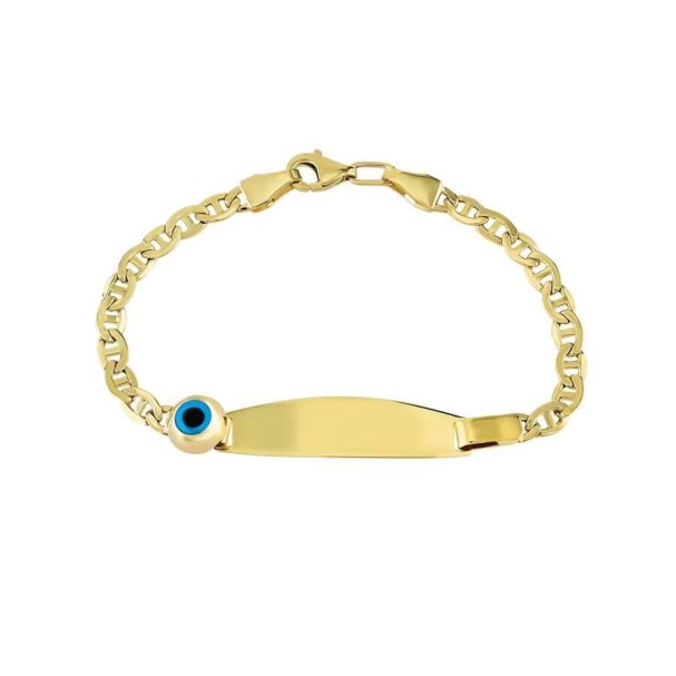 Altın Nazar Boncuklu Çocuk Künye - Baroni Diamond