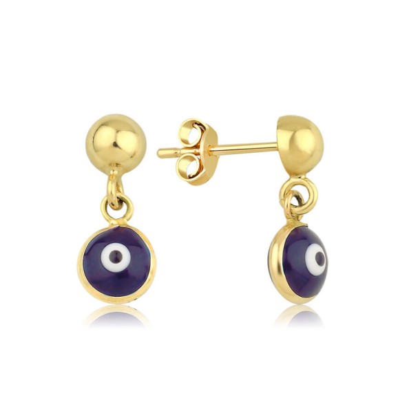 Altın Nazar Boncuklu Sallantılı Çocuk Küpe - Baroni Diamond