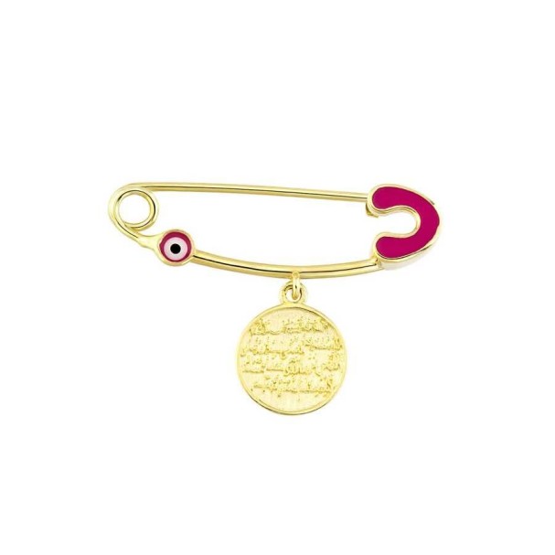 Altın Pembe Nazar Bebek Yaka İğnesi - Baroni Diamond