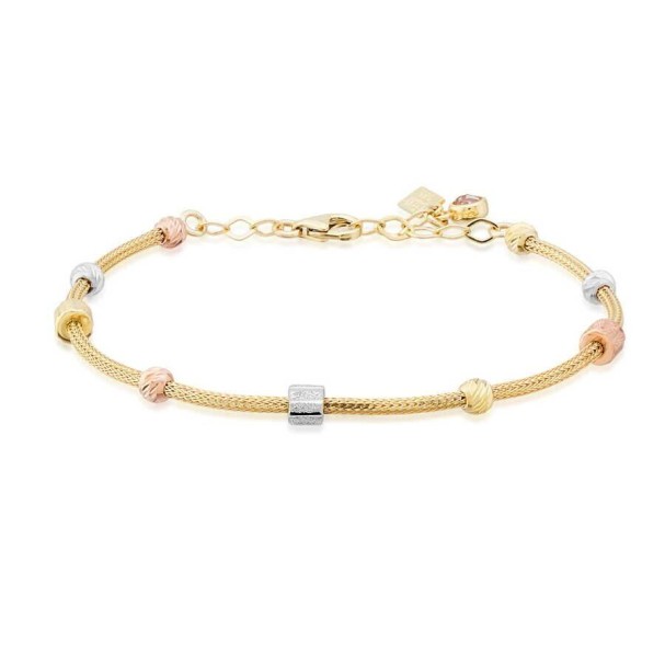 Altın Üç Renkli Bileklik - Baroni Diamond