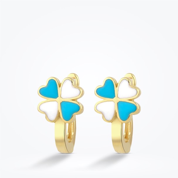 Altın Renkli Yonca Çocuk Küpe - Baroni Diamond (1)