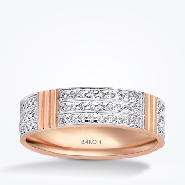 Altın Sıra Taşlı Alyans - Baroni Diamond