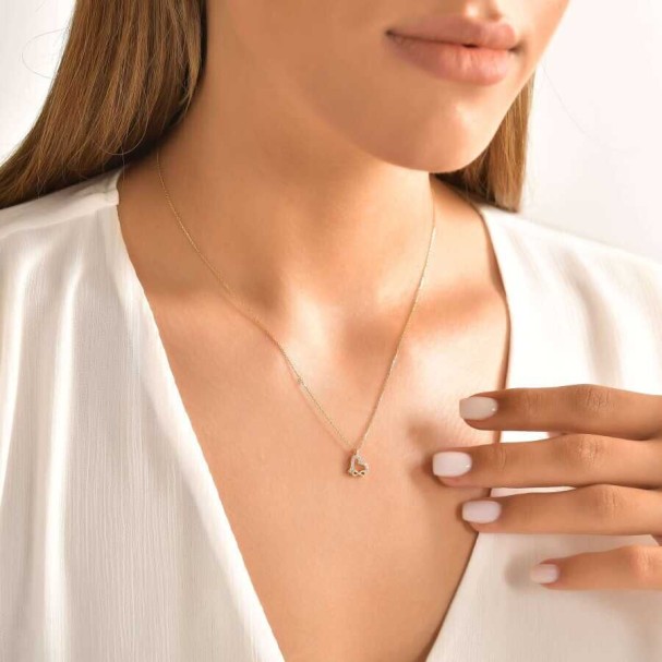 Altın Sonsuzluk ve Kalpli Kolye - Baroni Diamond (1)