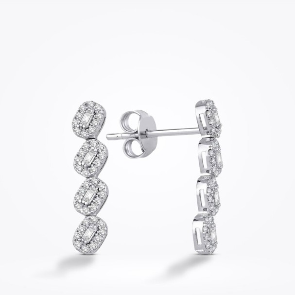 Altın Baget Trend Küpe - Baroni Diamond