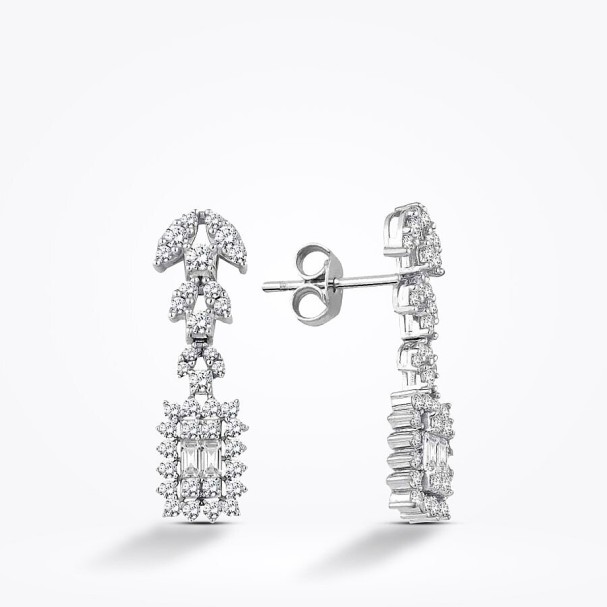 Altın Baget Trend Küpe - Baroni Diamond