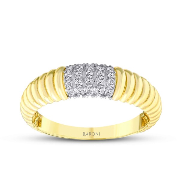 Altın Beyaz Taşlı Yüzük - Baroni Diamond