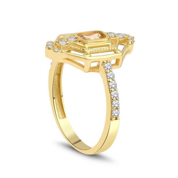 Altın Renkli Baget Taşlı Yüzük - Baroni Diamond (1)