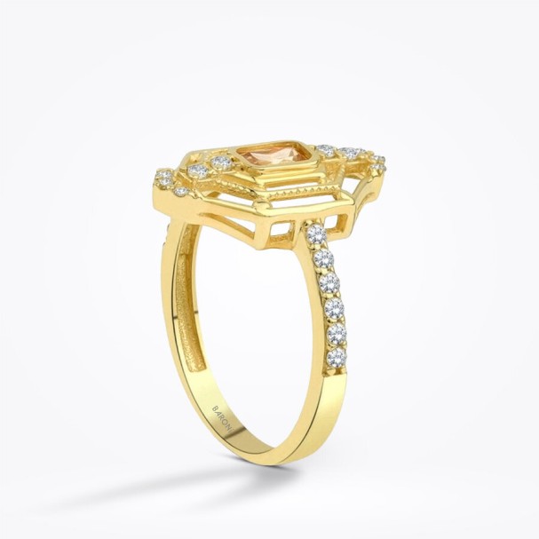 Altın Renkli Baget Taşlı Yüzük - Baroni Diamond (1)
