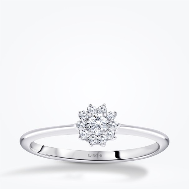 Altın Taşlı Çiçek Yüzük - Baroni Diamond