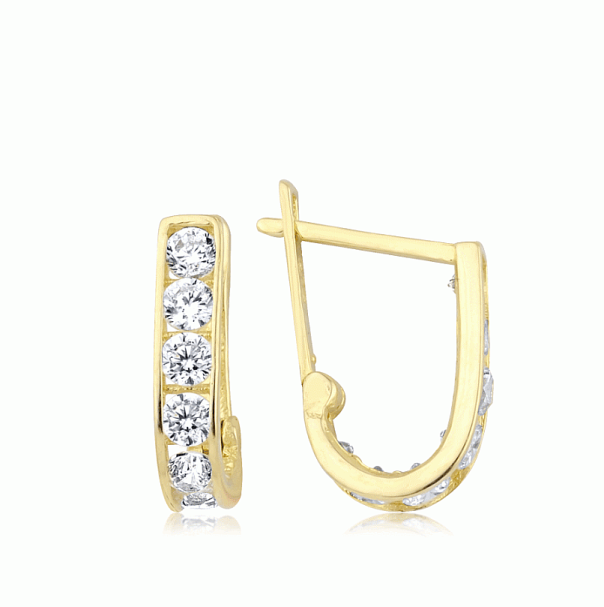 Altın Taşlı Çocuk Küpesi - Baroni Diamond
