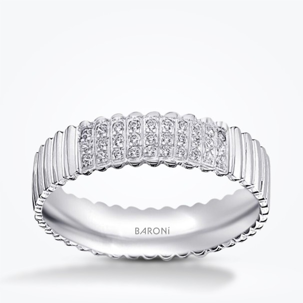 Altın Taşlı Desenli Klasik Alyans - Baroni Diamond