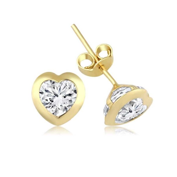 Altın Tektaş Kalp Küpe - Baroni Diamond