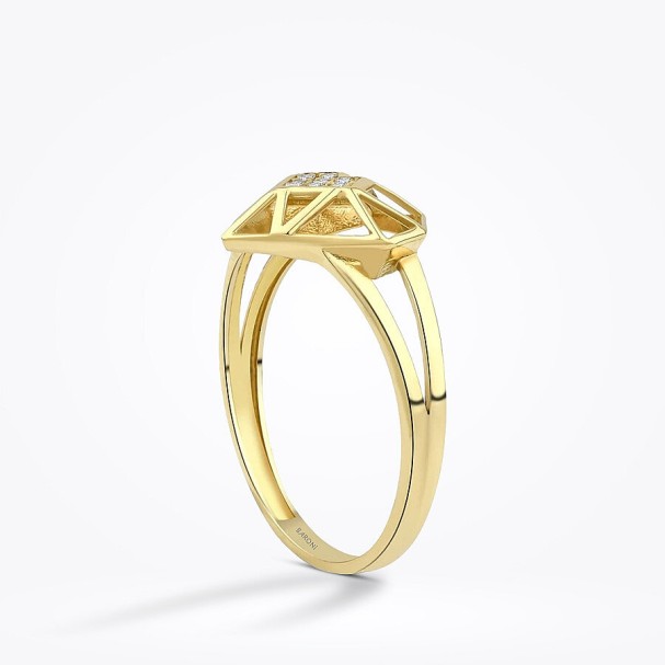 Altın Taşlı Kalp Yüzük - Baroni Diamond (1)