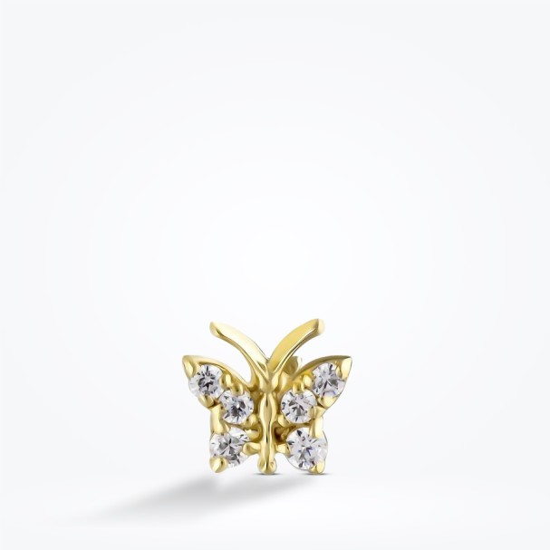 Altın Taşlı Kelebek Tragus Küpe - Baroni Diamond