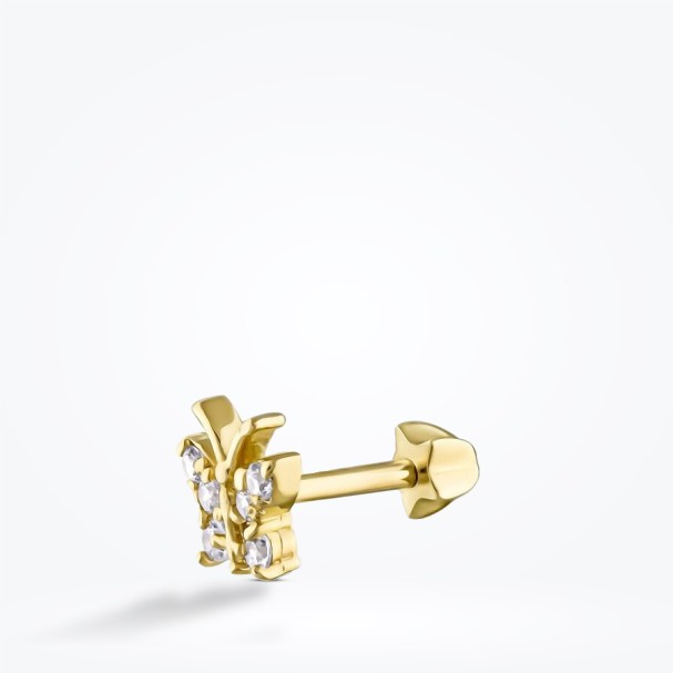 Altın Taşlı Kelebek Tragus Küpe - Baroni Diamond (1)