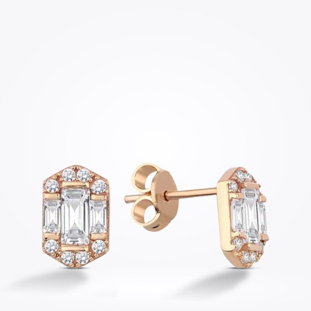 Altın Taşlı Küpe - Baroni Diamond