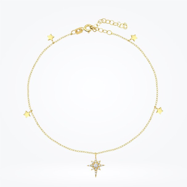 Altın Taşlı Kuzey Yıldızı Halhal - Baroni Diamond