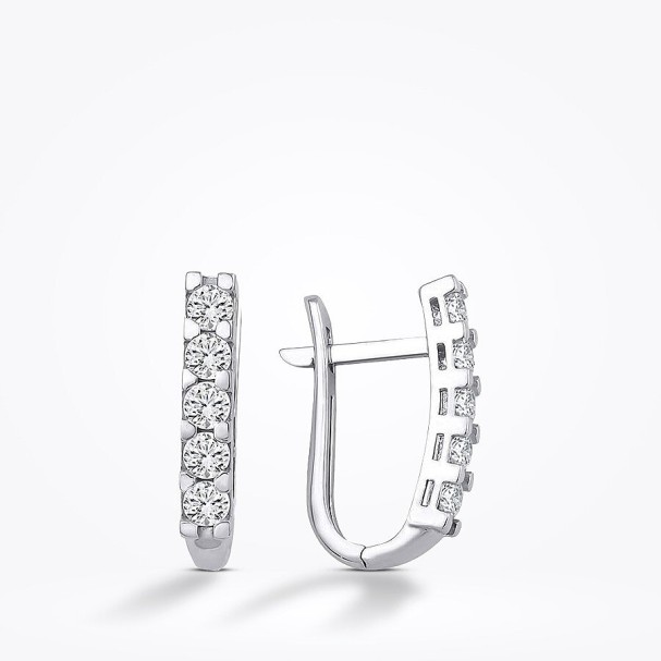 Altın Taşlı Trend Küpe - Baroni Diamond