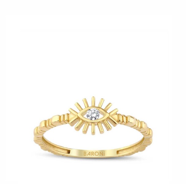 Altın Taşlı Göz Yüzük - Baroni Diamond
