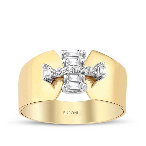 Altın Baget Taşlı Yüzük - Baroni Diamond