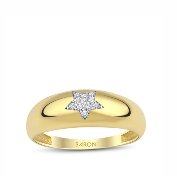 Altın Taşlı Yıldız Yüzük - Baroni Diamond