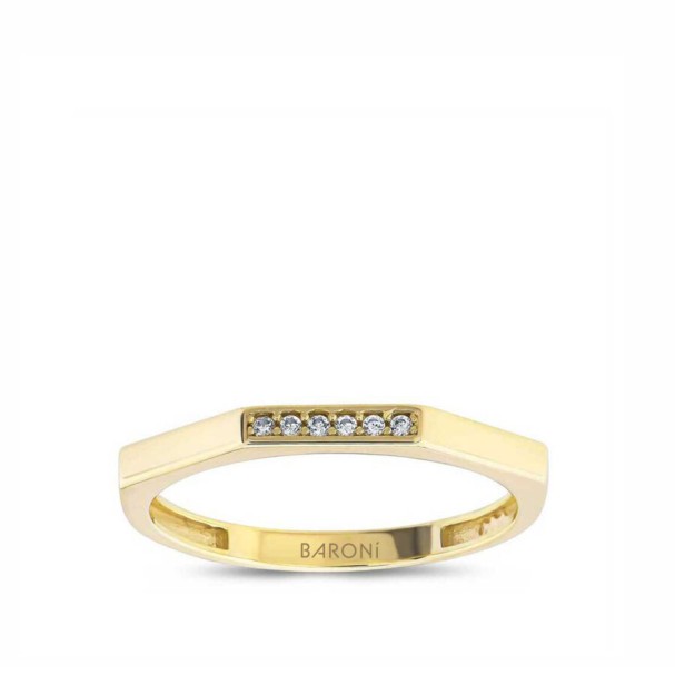 Altın Taşlı Köşeli Yüzük - Baroni Diamond