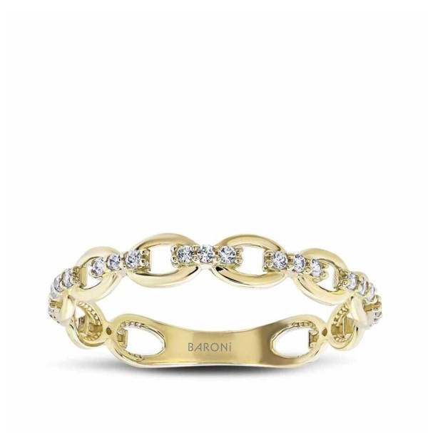 Altın Taşlı Zincir Yüzük - Baroni Diamond