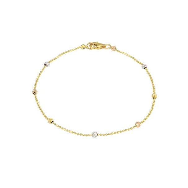 Altın Üç Renk Top Bileklik - Baroni Diamond