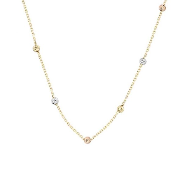 Altın Üç Renk Toptop Zincir Kolye - Baroni Diamond