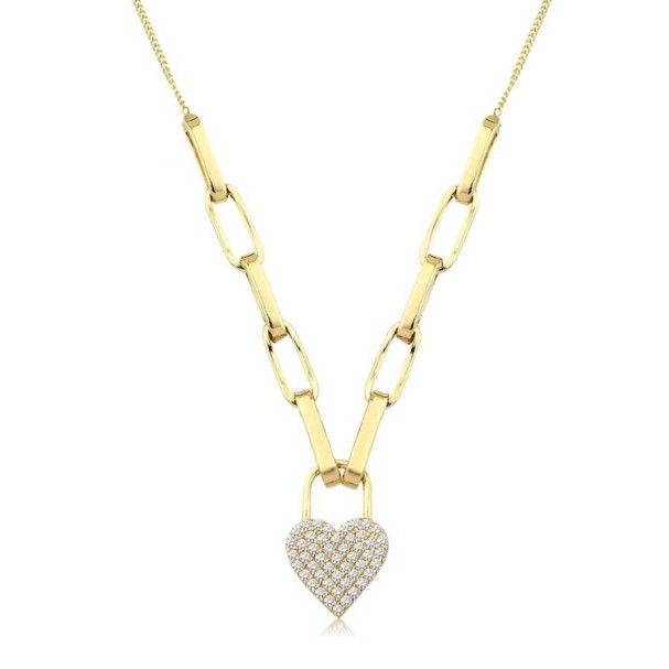 Altın Taşlı Kalp Kolye - Baroni Diamond
