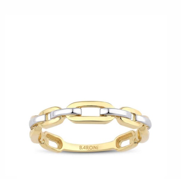 Altın İki Renkli Zincir Yüzük - Baroni Diamond