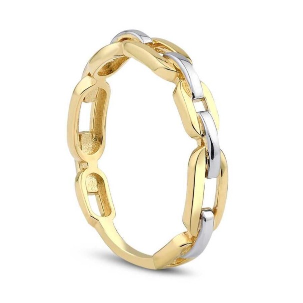 Altın İki Renkli Zincir Yüzük - Baroni Diamond (1)