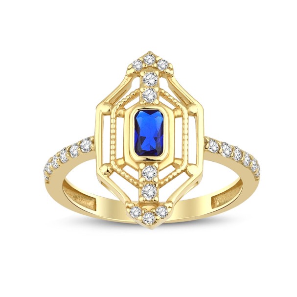 Altın Mavi Taşlı Yüzük - Baroni Diamond