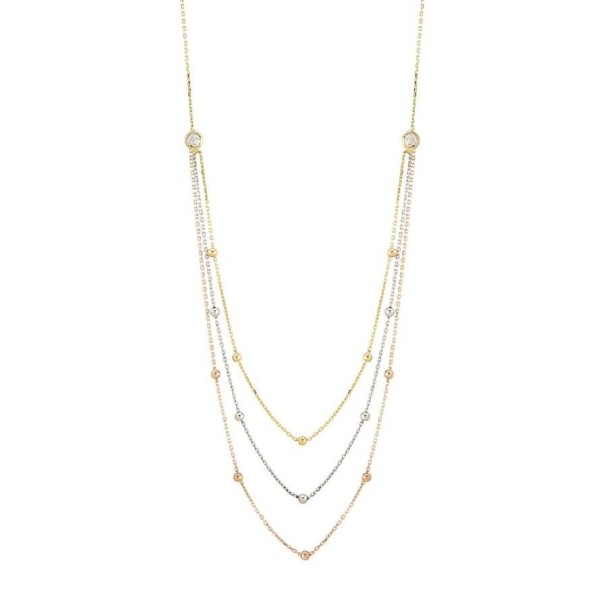 Altın Üç Renk Toptop Kolye - Baroni Diamond (1)