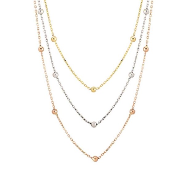 Altın Üç Renk Toptop Kolye - Baroni Diamond