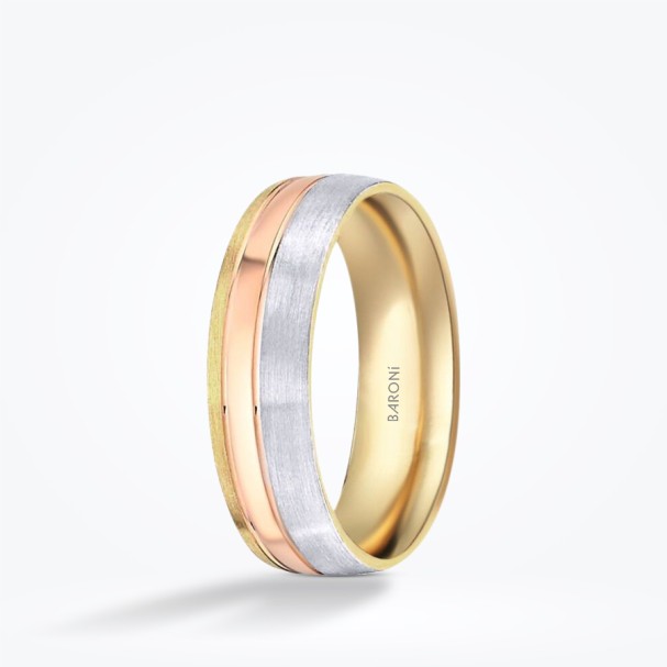 Altın Üç Renkli Alyans - Baroni Diamond (1)