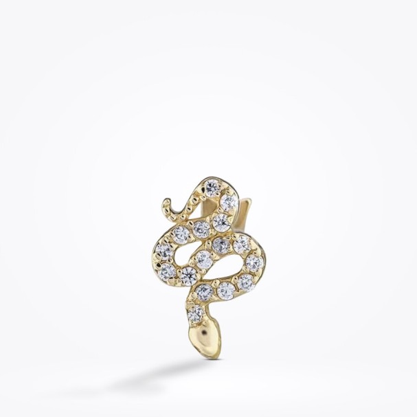 Altın Yılan Tragus Küpe - Baroni Diamond