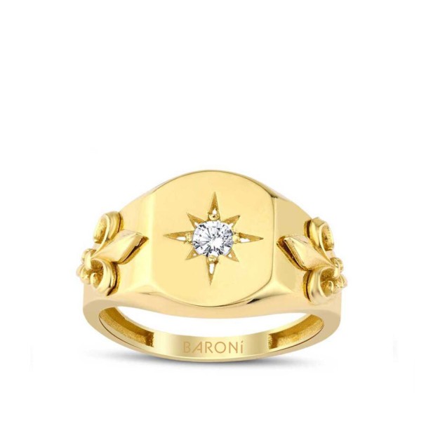 Altın Taşlı Kutup Yıldızı Yüzük - Baroni Diamond