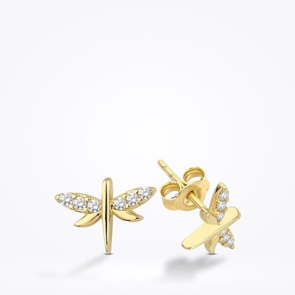 Altın Yusufçuk Minimal Küpe - Baroni Diamond