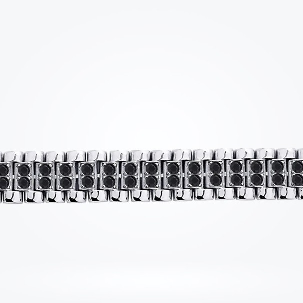 Gümüş Erkek Siyah Bileklik - Baroni Diamond (1)