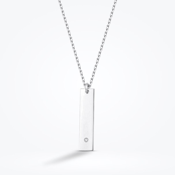 Pırlantalı Gümüş Erkek Plaka Kolye - Baroni Diamond