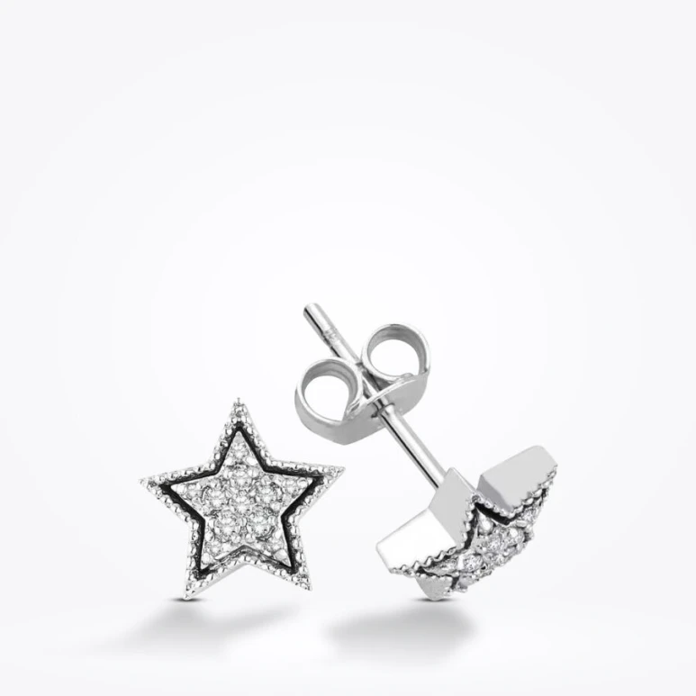 0.10 Karat Pırlanta Yıldız Küpe