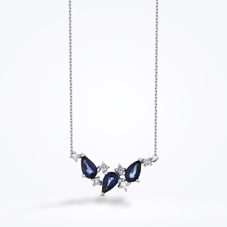 0.80 Karat Pırlanta Safir Kolye